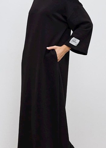 Siyah Uzun Kollu Salaş Kadın Elbise - Görsel 2