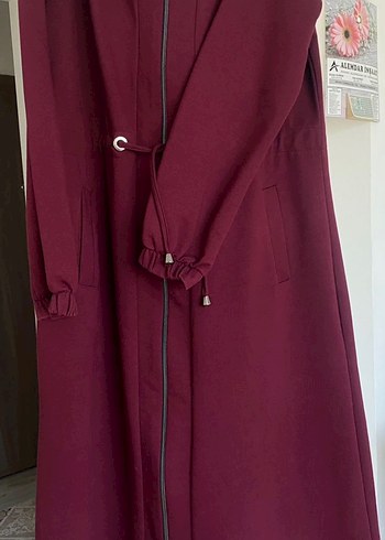 Bordo Kadın Uzun Fermuarlı Kaban - Görsel 3