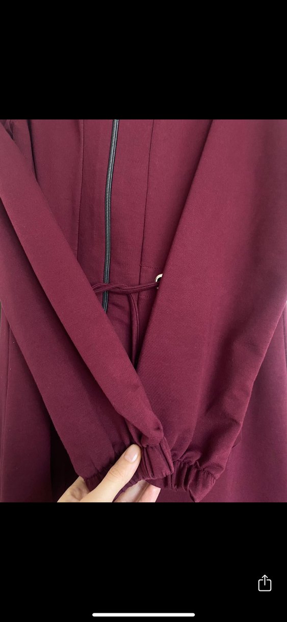 Bordo Kadın Uzun Fermuarlı Kaban - Görsel 2