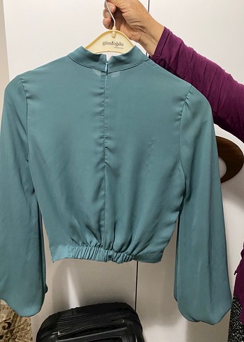 Kadın Turkuaz Uzun Saten Etek-Üst İkili Takım - Görsel 6