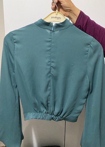 Kadın Turkuaz Uzun Saten Etek-Üst İkili Takım - Görsel 7