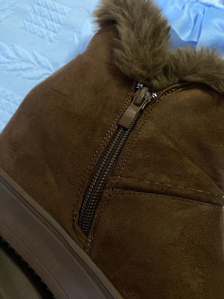 Kahverengi Süet Kürklü Kadın Dolgu Topuk Bot - Görsel 5