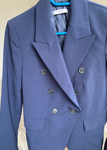 Mango Lacivert Düğmeli Kadın Blazer Ceket