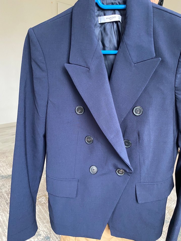 Mango Lacivert Düğmeli Kadın Blazer Ceket - Görsel 2