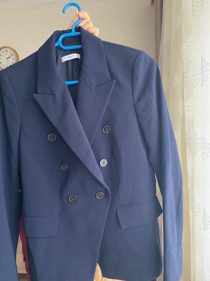 Mango Lacivert Düğmeli Kadın Blazer Ceket - Görsel 4