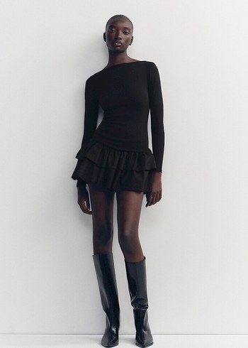 Zara pileli mini elbise