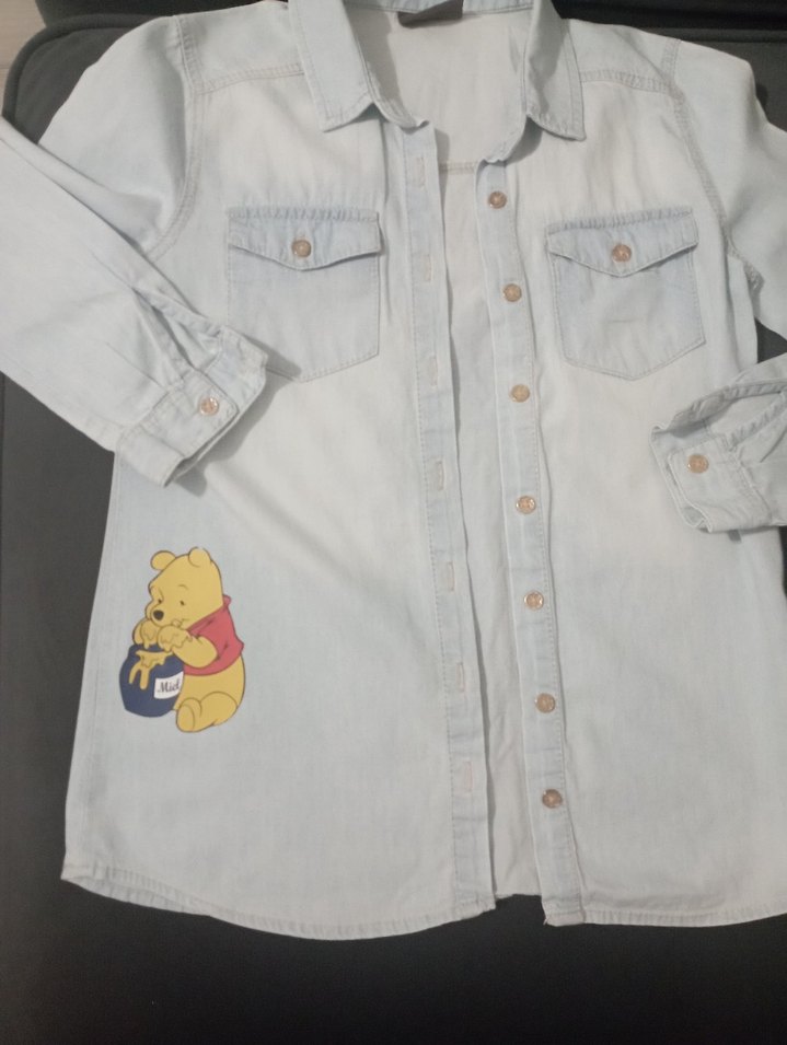 Winnie The Pooh Jean Gömlek - Görsel 2