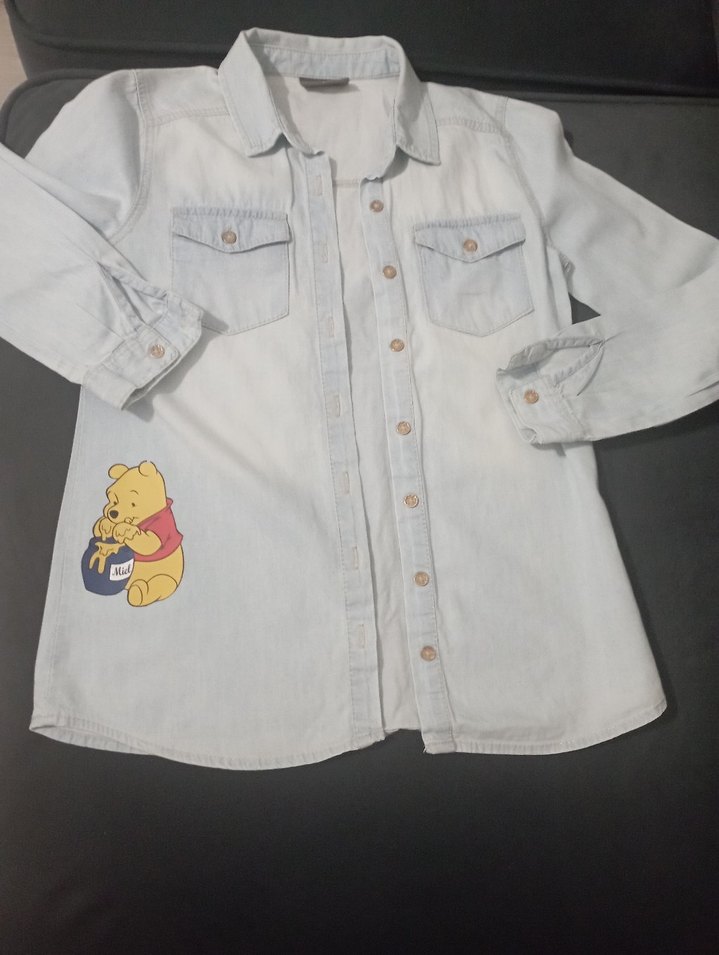 Winnie The Pooh Jean Gömlek - Görsel 3