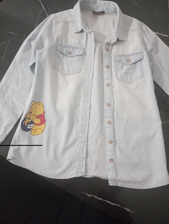 Winnie The Pooh Jean Gömlek - Görsel 4