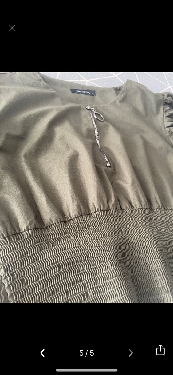 Kadın Haki Fermuarlı Bluz - Görsel 5