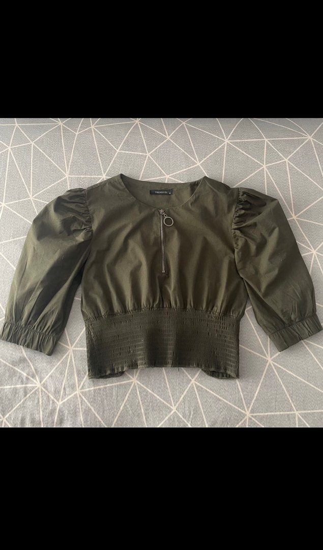 Kadın Haki Fermuarlı Bluz - Görsel 2