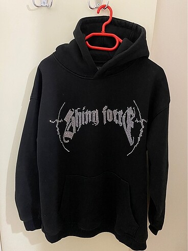 shiny force taslı siyah sweat