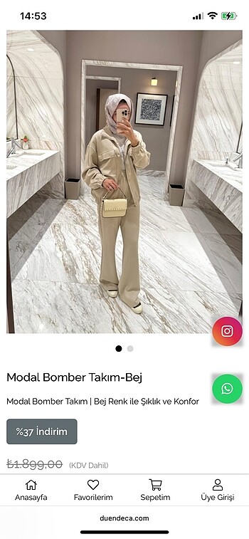 Modal bomber takım bej