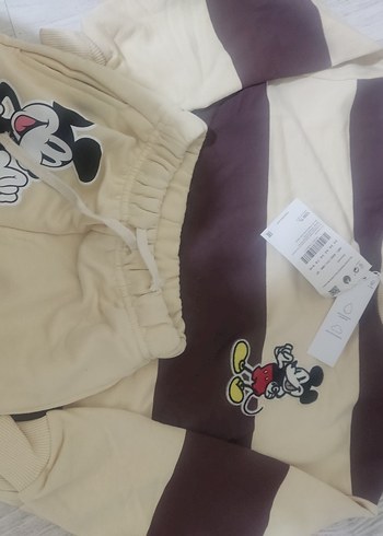 5 Yaş Beden kahverengi Renk Mickey Baskılı Kahverengi Erkek Çocuk Eşofman Takımı