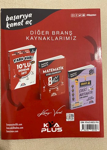  KVA Plus 8. Sınıf Matematik Fark Var 25li deneme kitabı