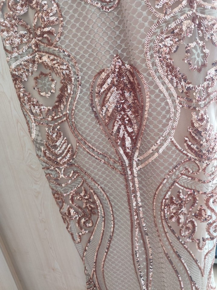 Pul detaylı bakır rengi abiye elbise - Görsel 3