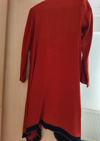 Kırmızı Uzun Kadın Tunik Midi Kap Pardisu - Görsel 2