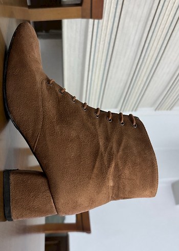Kahverengi Süet Bağcıklı Stiletto Bot - Görsel 2