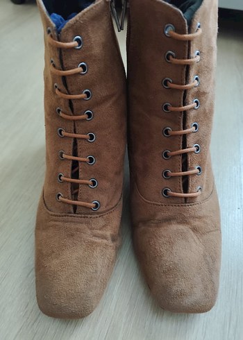 Kahverengi Süet Bağcıklı Stiletto Bot - Görsel 5