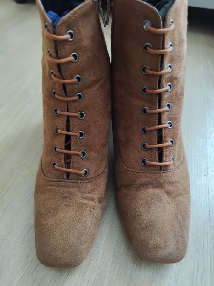 Kahverengi Süet Bağcıklı Stiletto Bot - Görsel 5