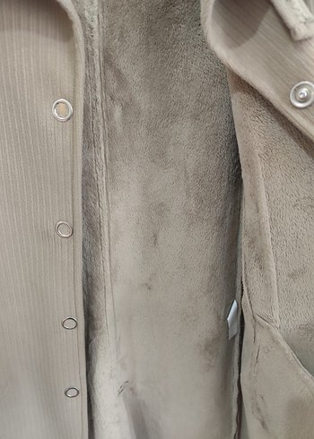 Bej Midi Kadın Düğmeli Kaban İçi Tüylü - Görsel 2