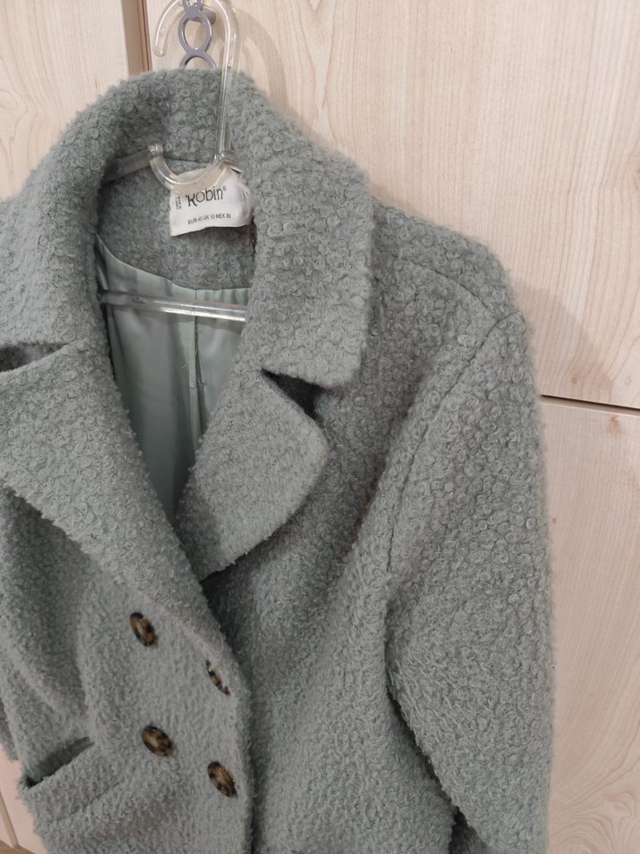 Gri Düğmeli Midi Kadın Kaban - Görsel 2