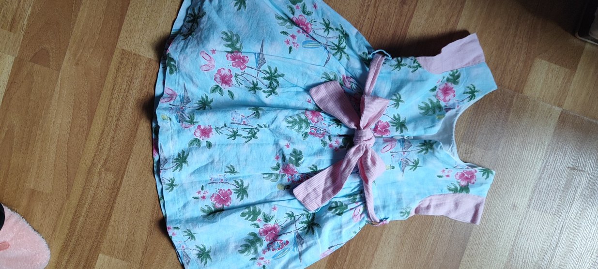 Panço Kız Çocuk Mavi Çiçekli Bohem Elbise - Görsel 2