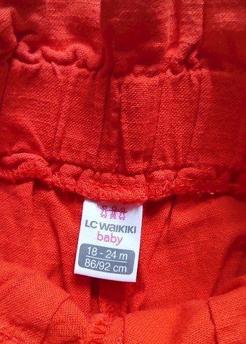 Kızlar için Kırmızı Düğmeli Keten Pantolon - Görsel 3