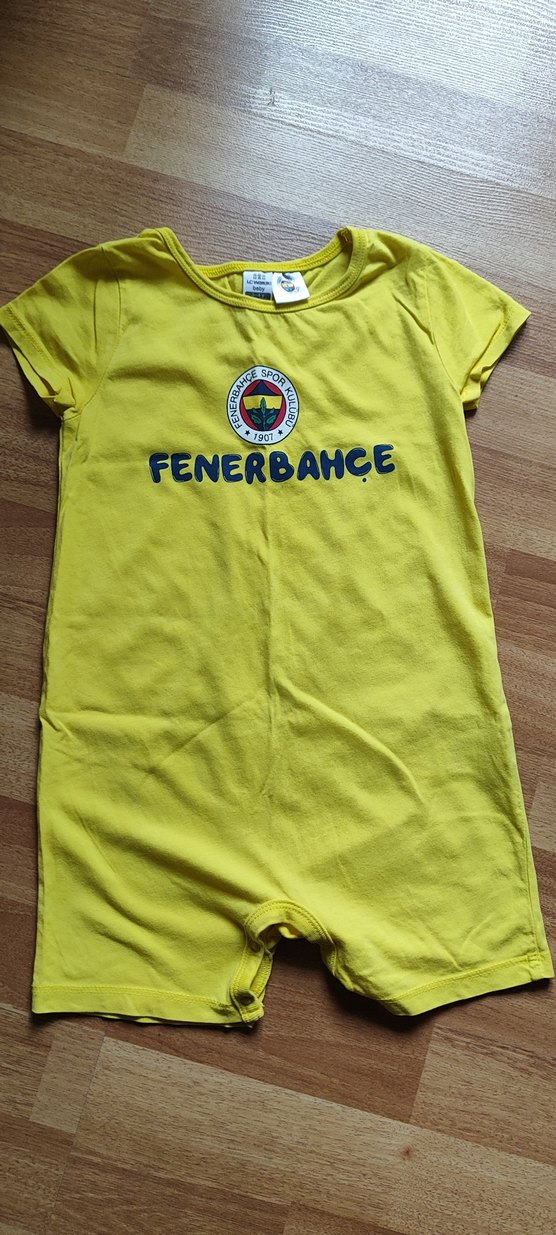2 li Fenerbahçe Tulum Lacivert Baskılı Bebek Kısa Kollu Tulum - Görsel 3