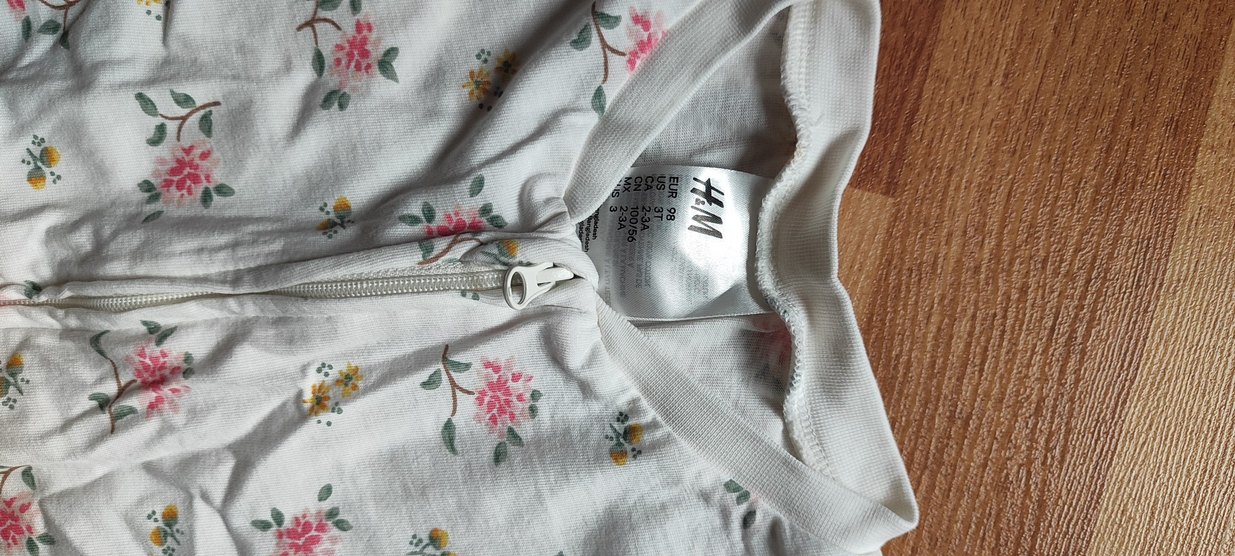 H&Mi Çiçekli Beyaz Fermuarlı Bebek Tulum - Görsel 2