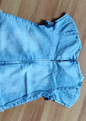 Nakış Detaylı Mavi Denim Kız Elbise - Görsel 3
