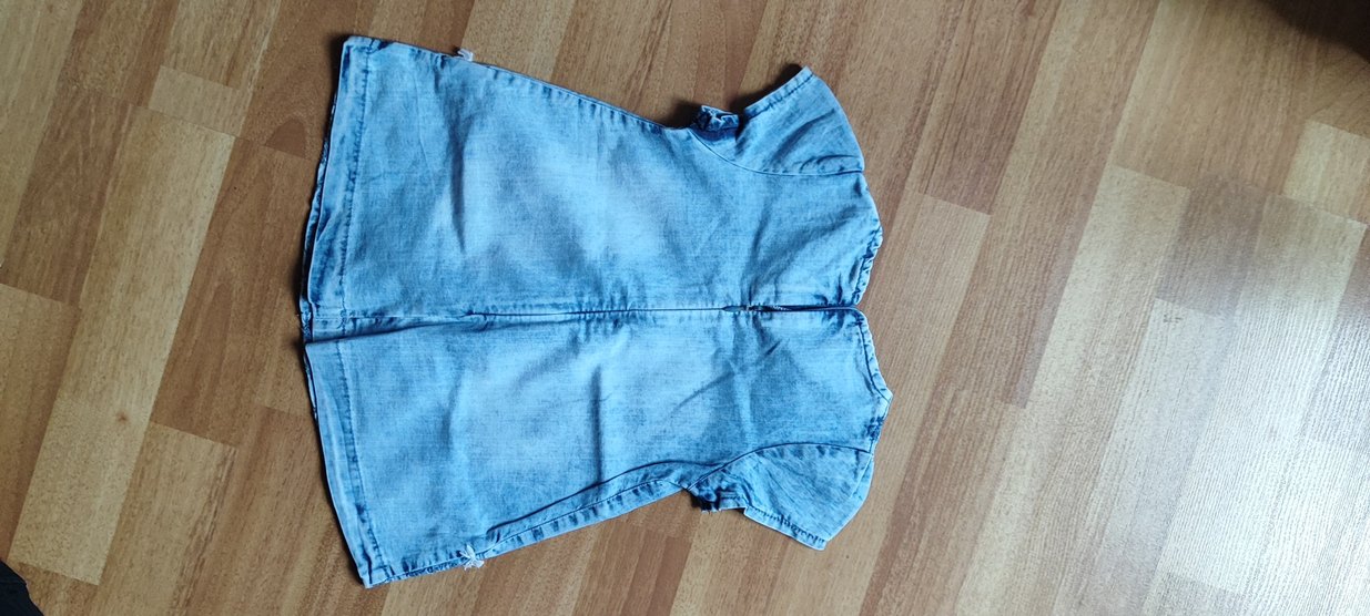 Nakış Detaylı Mavi Denim Kız Elbise - Görsel 3