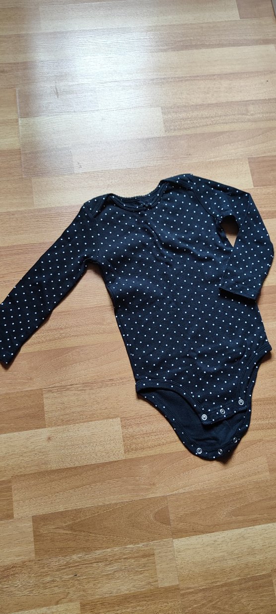 2 li Uzun Kollu Siyah Puantiyeli Bebek Body ve siyah beyazli - Görsel 2