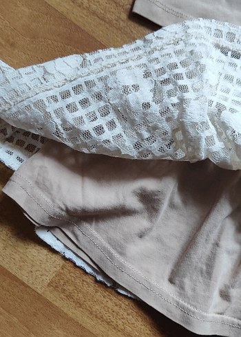 Panço Kız Bebek Kısa Kollu Nakışlı Bluz ve Dantelli Etek takim - Görsel 2