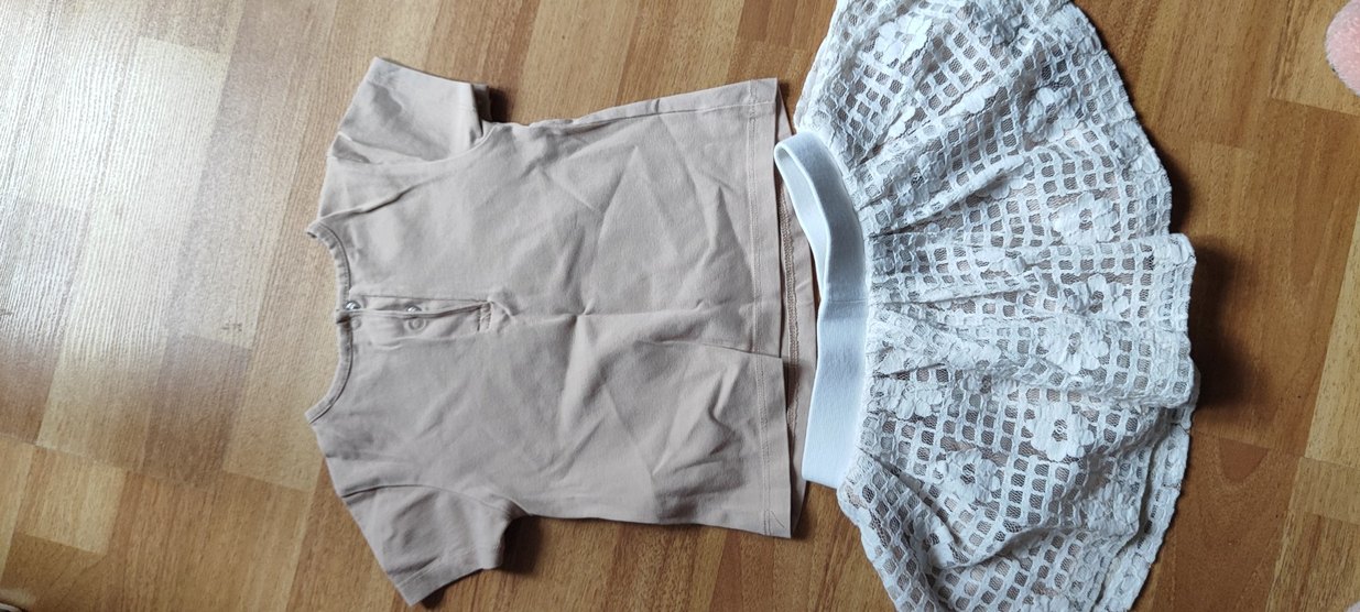 Panço Kız Bebek Kısa Kollu Nakışlı Bluz ve Dantelli Etek takim - Görsel 5