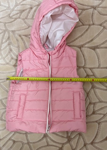 Kız Çocuk Pembe Kapüşonlu Fermuarlı Yelek - Görsel 3