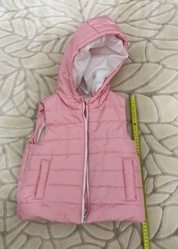 Kız Çocuk Pembe Kapüşonlu Fermuarlı Yelek - Görsel 4