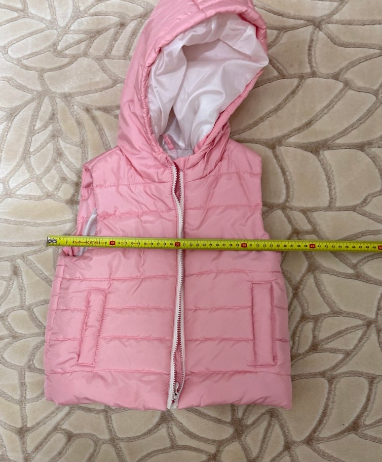 Kız Çocuk Pembe Kapüşonlu Fermuarlı Yelek - Görsel 3