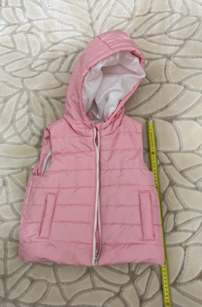 Kız Çocuk Pembe Kapüşonlu Fermuarlı Yelek - Görsel 4