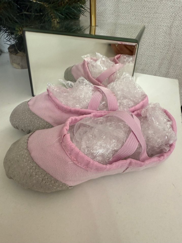 Kız Çocuk Pembe Gri Lastik Bale Ayakkabısı - Görsel 3