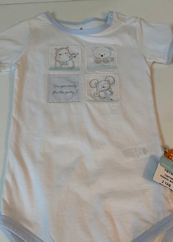 Beyaz Pamuklu Erkek Bebek Kısa Kollu Body - Görsel 3