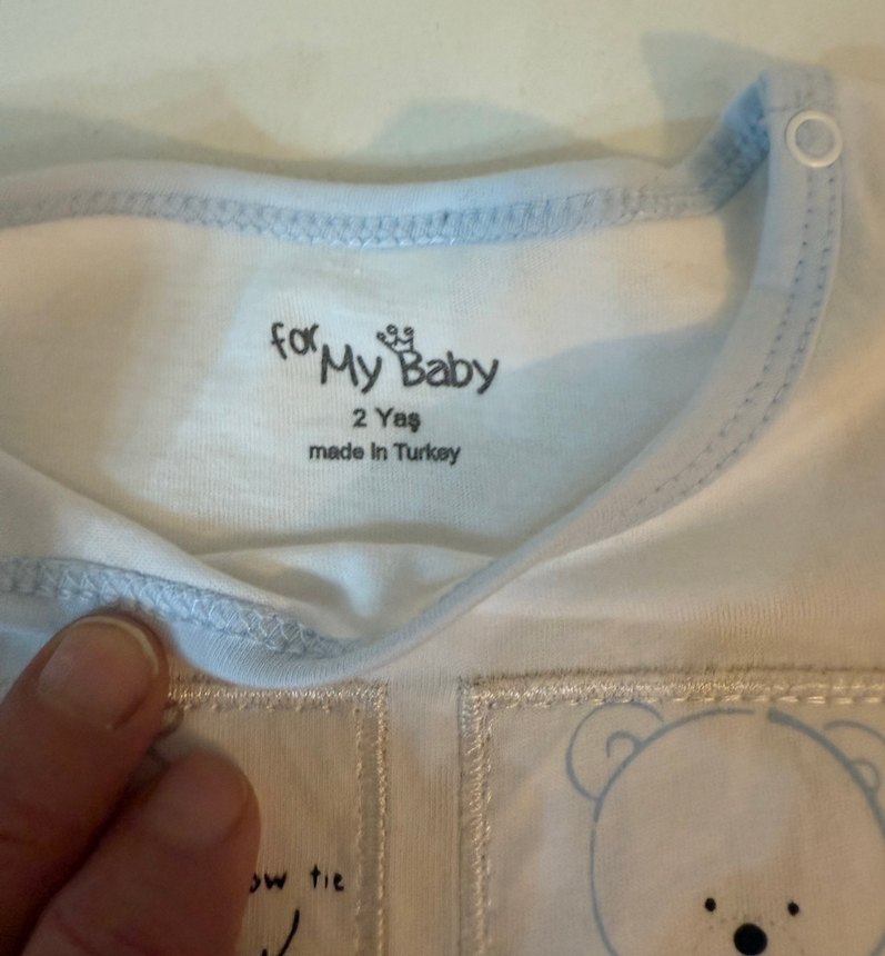 Beyaz Pamuklu Erkek Bebek Kısa Kollu Body - Görsel 2