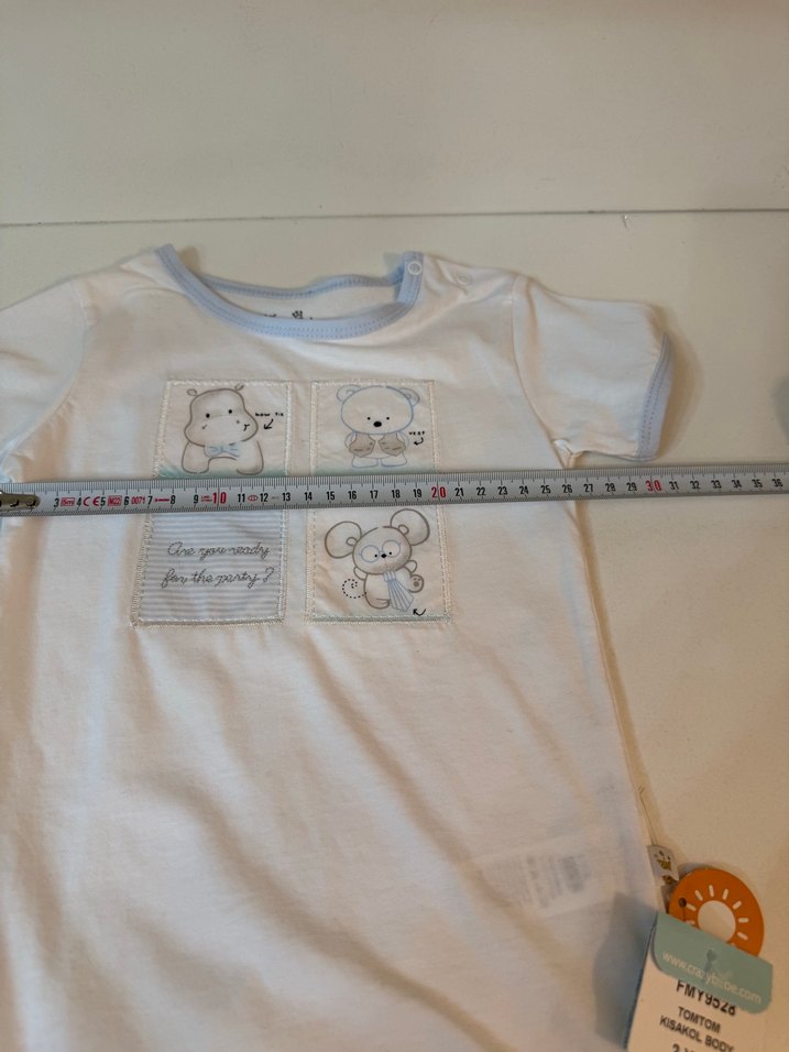 Beyaz Pamuklu Erkek Bebek Kısa Kollu Body - Görsel 5