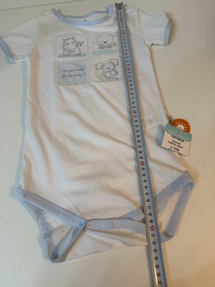 Beyaz Pamuklu Erkek Bebek Kısa Kollu Body - Görsel 4