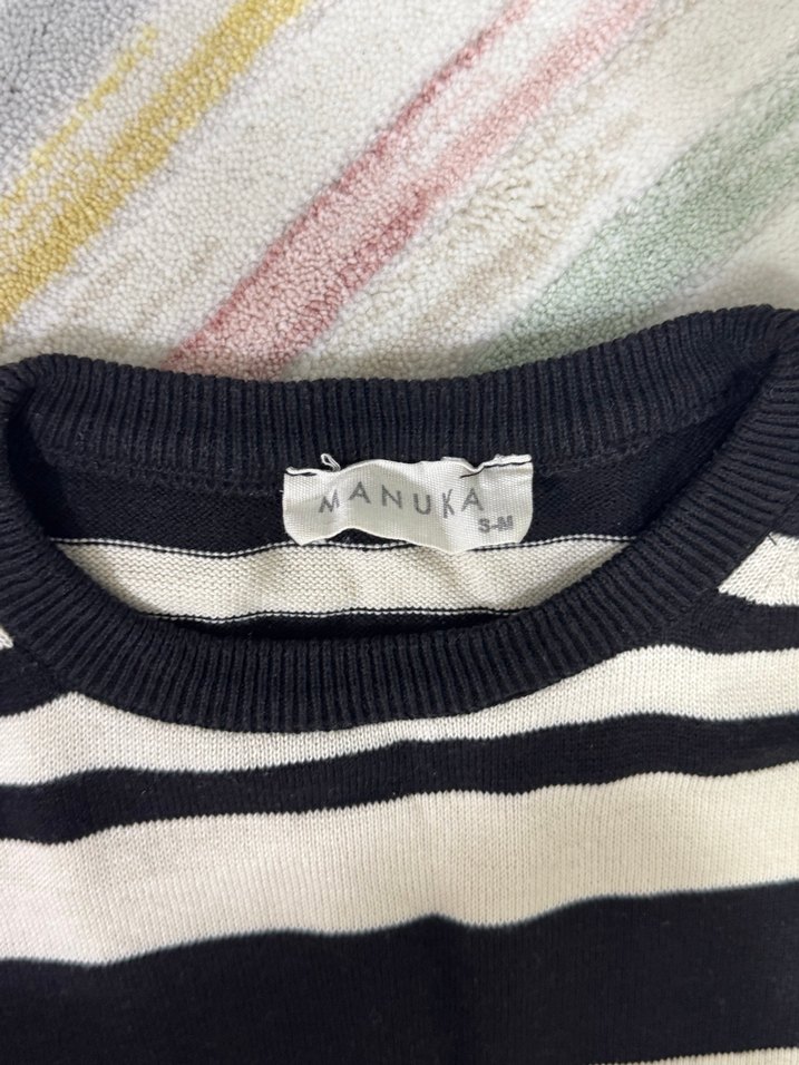 Kadın Çizgili Uzun Kollu Örgü Kazak - Görsel 2