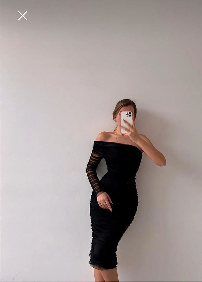 Drapeli Midi Tül elbise - Görsel 2