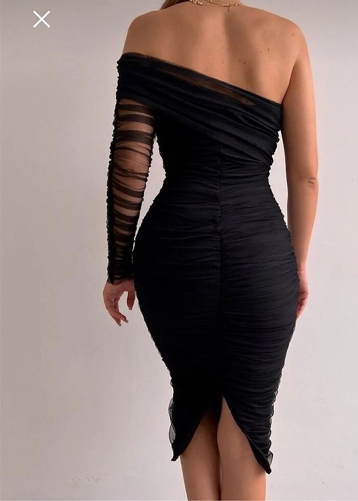 Drapeli Midi Tül elbise - Görsel 3