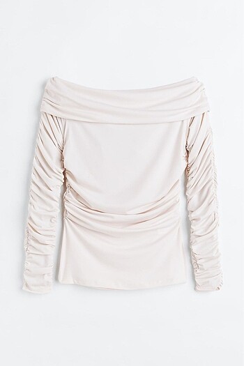 H&M büzgülü ekru bluz