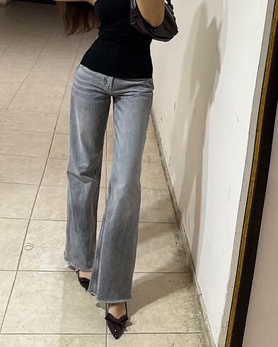Zara Zara gri yüksek bel palazzo
