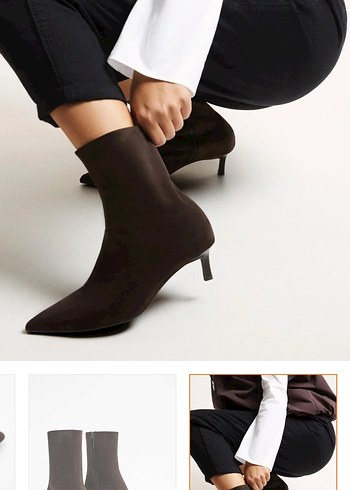 Bershka Kahverengi Süet Stiletto Topuklu Bot - Görsel 2